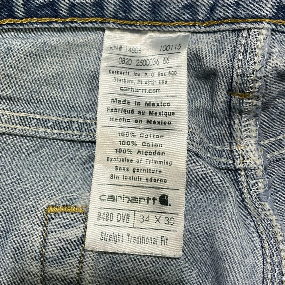 Carhartt Jeans Mens 34x30 Blue Faded Straight Traditional Fit‎ B480 DVB